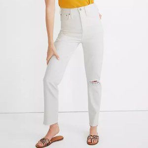 Madewell TALL Momjean in Ripped Tile White